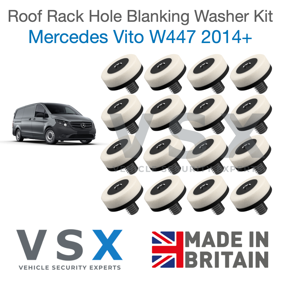 Mercedes Vito MK3 Roof Rack Hole Blanking Bolts x16 - Prevent Roof Leaks