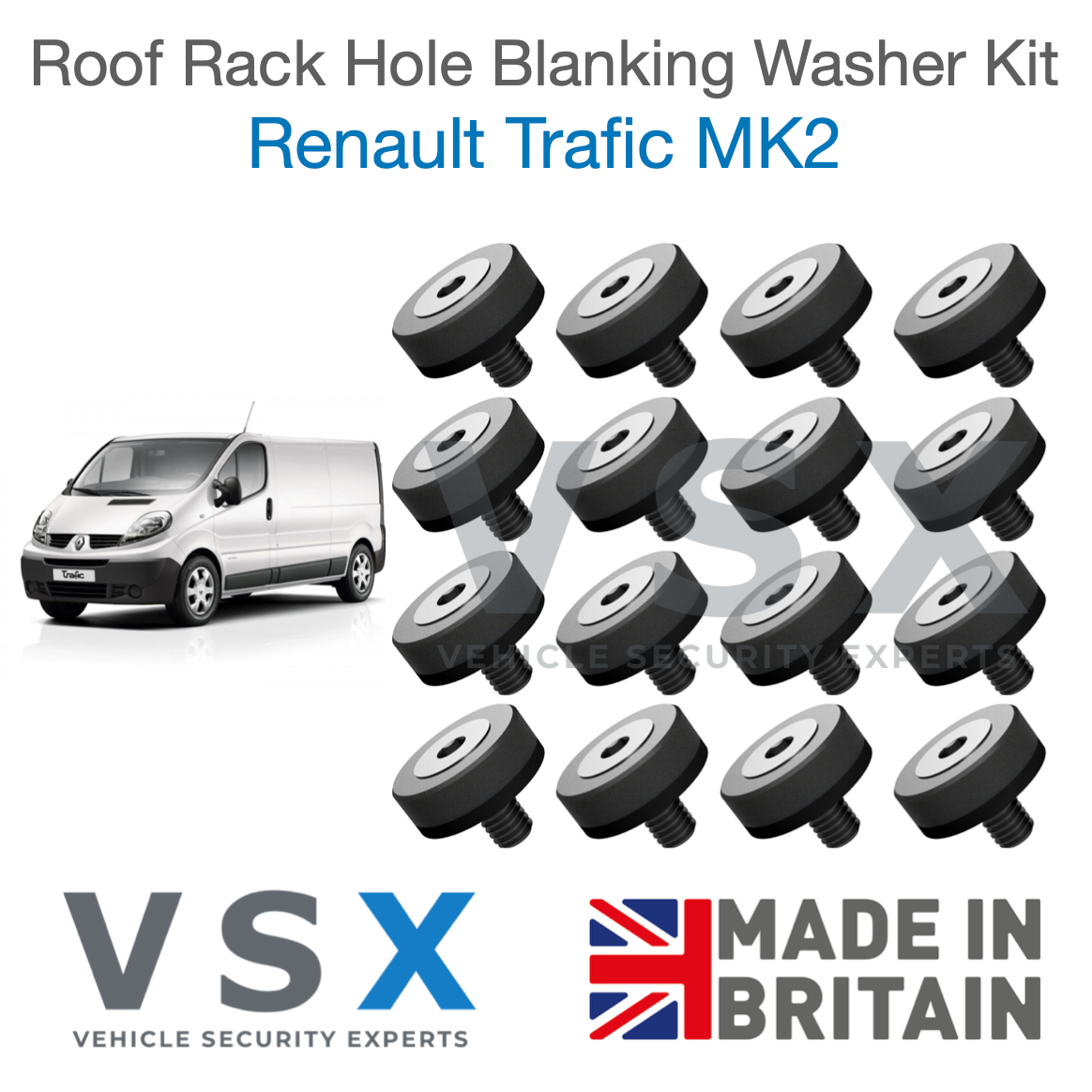 Renault Trafic MK2 Roof Rack Hole Blanking Bolts x16 - Prevent Roof Leaks