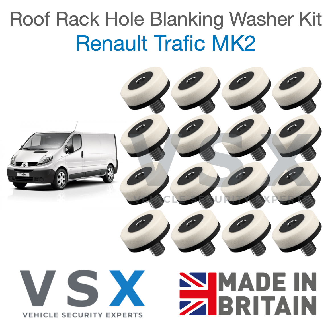 Renault Trafic MK2 Roof Rack Hole Blanking Bolts x16 - Prevent Roof Leaks