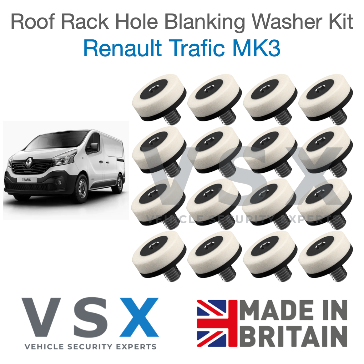 Renault Trafic MK3 Roof Rack Hole Blanking Bolts x16 - Prevent Roof Leaks