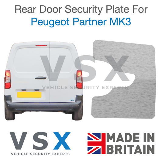 Peugeot Partner MK3 Rear Door Security Plate - Anti-theft Door Protection