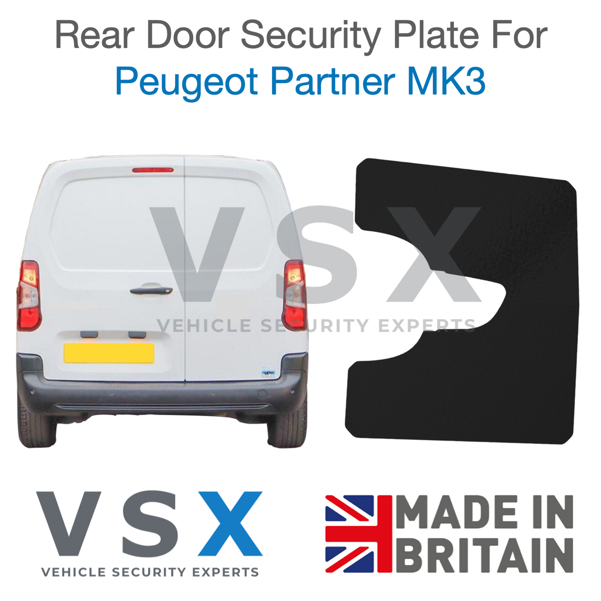 Peugeot Partner MK3 Rear Door Security Plate - Anti-theft Door Protection